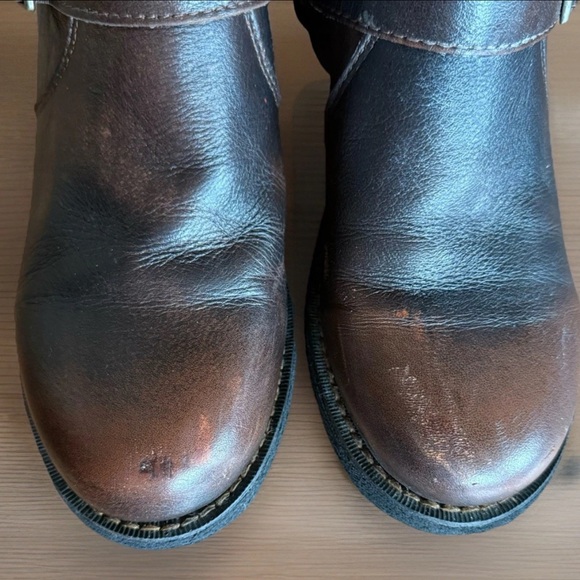 Durango Brown Leather 7 Womens Tall Riding Boots Buckle Distressed Biker - Picture 3 of 11